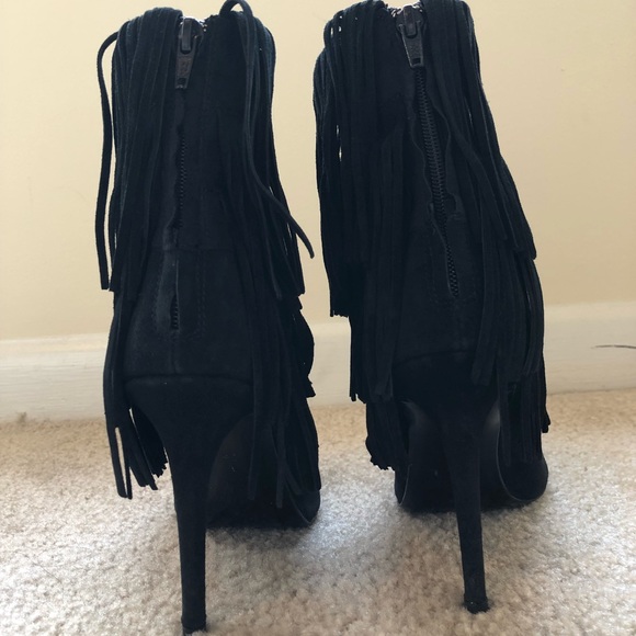 Zara Fringe Black Suede Boots - Picture 6 of 14